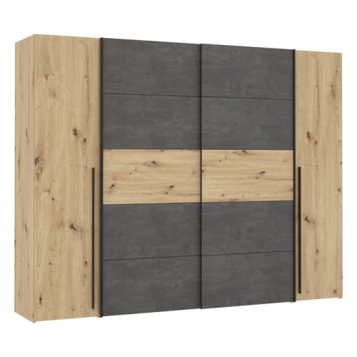 Szafa ubraniowa 270 cm Przesuwna Kolor Dąb Artisan/Beton